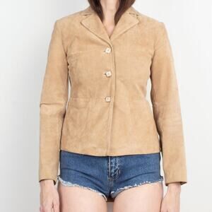 Vintage Neutral Tan Suede Fitted Jacket XS